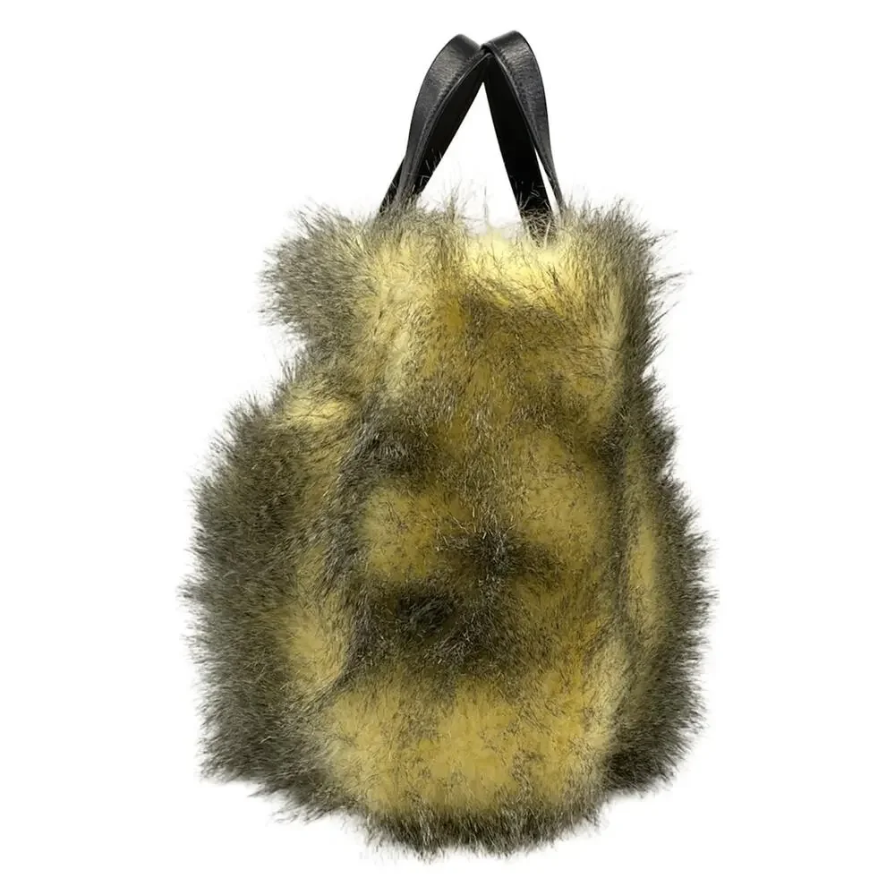 Prada Tote Bag Cream Black Fake Fur Leather - Picture 4 of 8